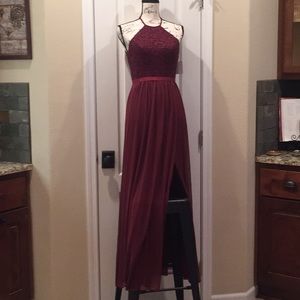 Floor length burgundy/wine dress